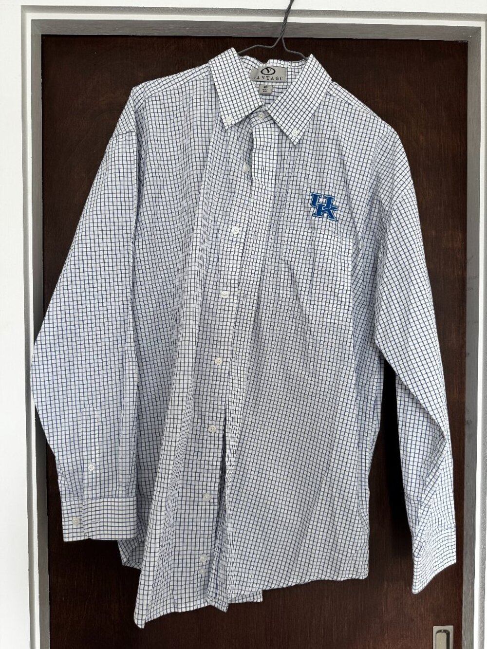 Men's Medium University of Kentucky Grid Pattern Button Down Shirt